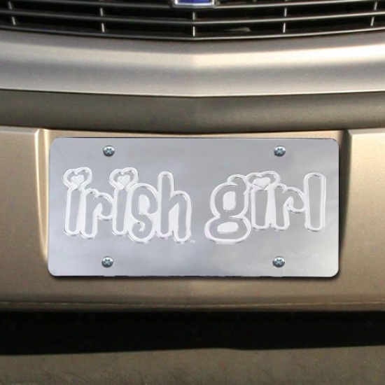 Notre Dame Fighting Irish Silver Mirrored Irish Girl License Plate
