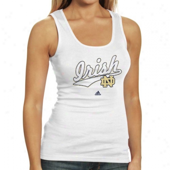 Notre Dame T-shirt : Adidas Notre Dame Ladies White Swept Away Tank Top