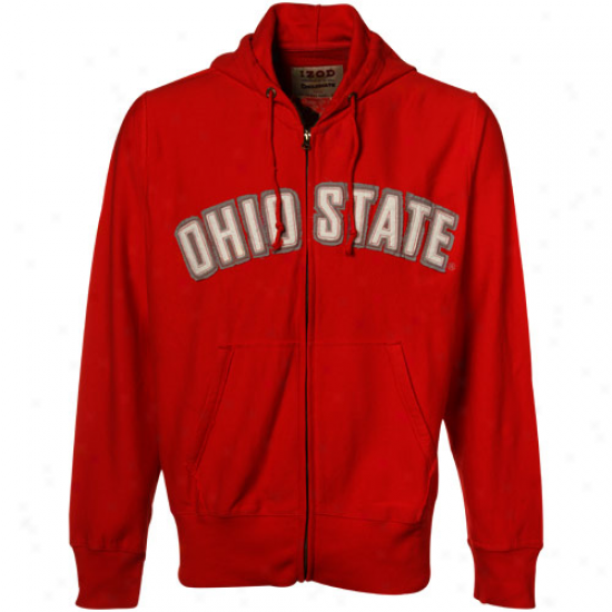 Ohio St Buckeyes Sweatshirt : Izod Ohio St Buckeyes Scarlet Distreessed Full Zip Sweatshirt