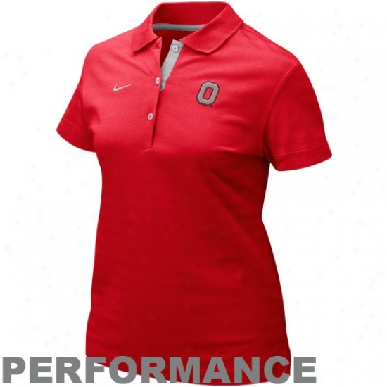 Ohio St University Golf Shirt : Nike Ohio St University Ladies Scarlet Classic Performance Golf Shirt