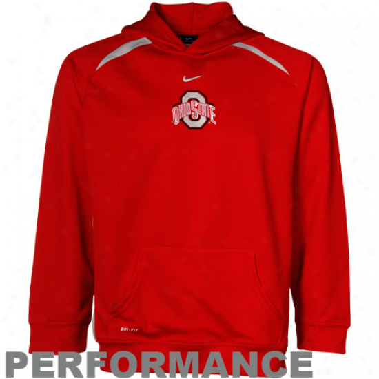 Ohio St University Sweat Shirts : Nike Ohio St University Youht Scarlet Perfformance Mesh Sweat Shirts