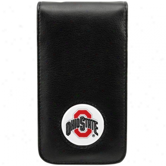 Ohio State Buckeyes Black Leather Team Logo Iphone Case