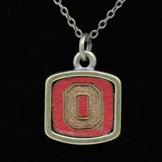 Ohio State Buckeyes Engraved Square Leather Necklace