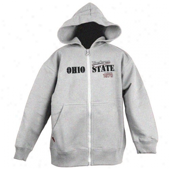 Ohio State Fleece : Ohio State Ash Youth Established Zip-up Fleece