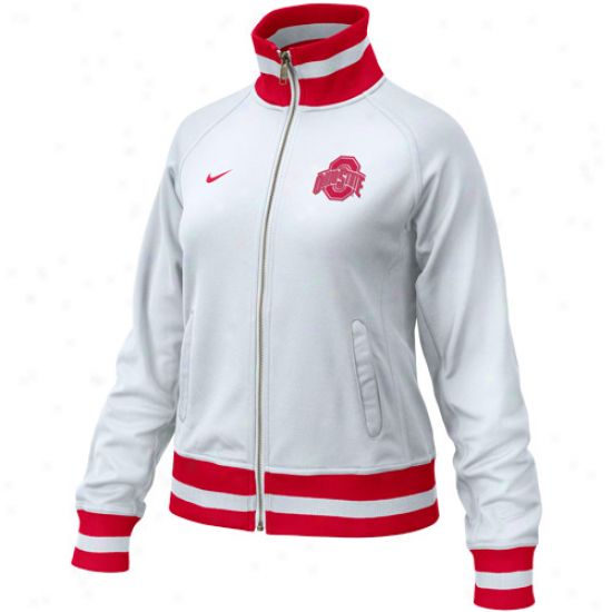 Ohio State Jacket : Nike Ohio State Ladies White-scarlet In The Lights Satiated Zip Track Jwcket