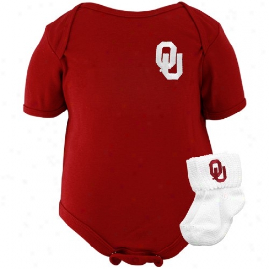 Oklahoma Sooners Infant Crimson Creeper & Booties Set