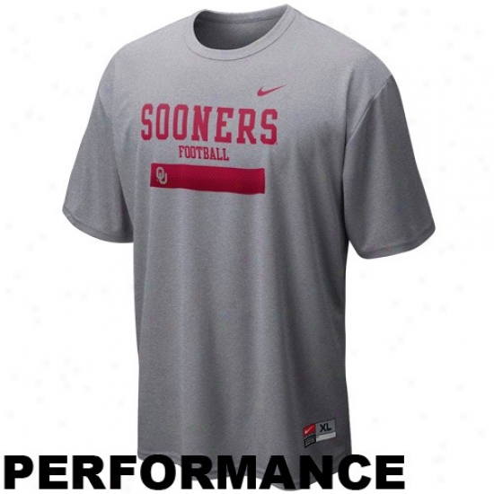 Oklahoma Sooners T-shirt : Nike Oklahoma Sooners Ash Dri-fit Weight Room Performance T-shirt