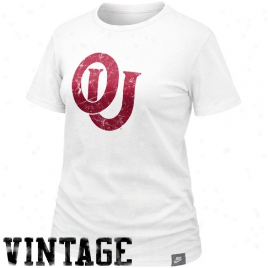 Oklahoma Sooners Tshirt : Nike Oklahoma Sooners Ladies Whitr Vault Lived In Organic Tshirt