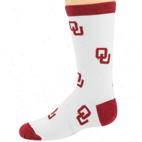 Oklahoma Sooners Youth White All Over Logo High Socks
