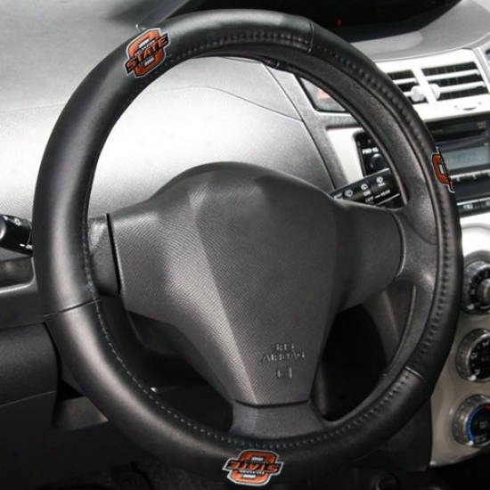 Oklahoma National Cowboys Black Leather Steering Wheel Cover