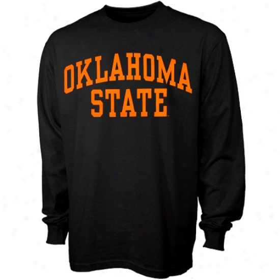 Oklahoma State Cowboys eTe : Oklahoma State Cowboys Negro Vertical Arch Long Sleeve Tee