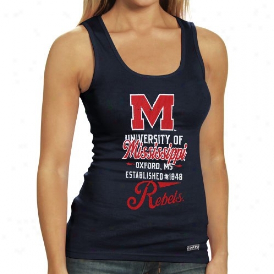 Ole Feel the want of Rebels Apparel: Mississippi Rebels Ladies Navy Azure Distressed Boy Beater Tank Top