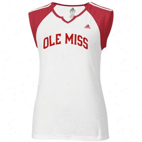 Ole Miss Rebels T Shirt : Adidas Mississippi Rebels Ladies White Superfont Raglan T Shirt