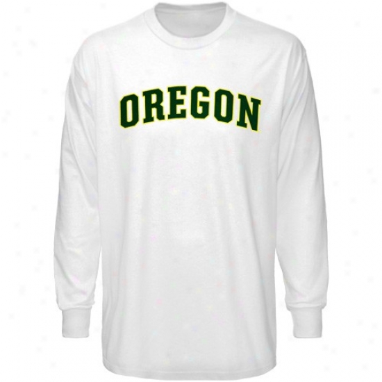 Oregkn Ducks Tshirt : Sports Specialties By Nike Oregon Ducks White Classic Arched Long Sleeve Tshirt