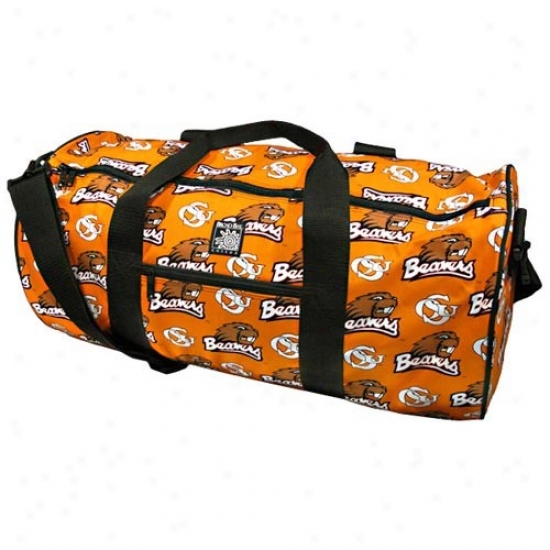 Oregon State Beavers Orange All-over Logo Duffel Bag
