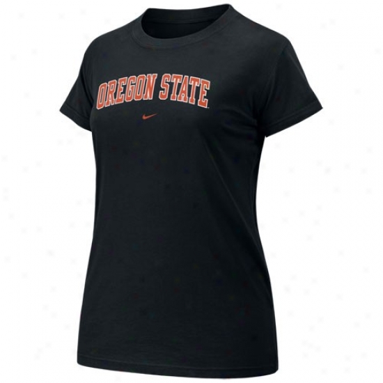 Oregon State T-shirt : Nike Oregon Rank Black Ladies Arch Crew T-shirt