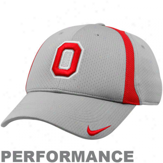 Osu Buckeyes Gear: Nike Osu Buckeyes Gray Legacy91 Conference Performance Swoosh Flex Fit Hat