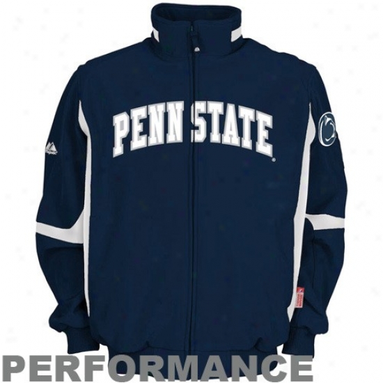 Penn State Jackets : Majestic Pen State Navy Blue Therma Base Premier Exaltation Performance Jackets