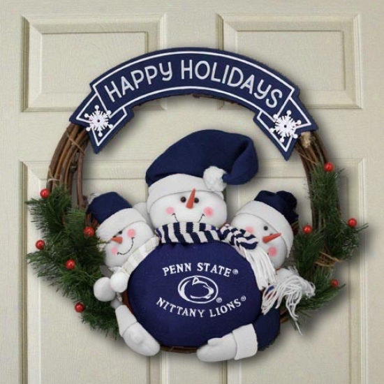 Penn State Nittany Lions Three Snowmen Happy Holidays Wreath
