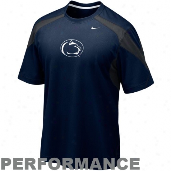 Penn State University T Shirt : Nike Penn Commonwealth University Navy Blue Walk Thru Performance Jerseh T Shirt
