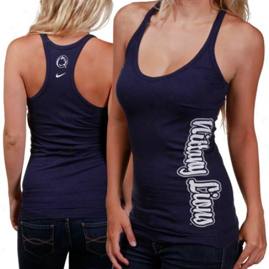 Penn State Universiry Tshirt : Nike Penn State University Navy Blue Olivia Heathered Racerback Tank Top