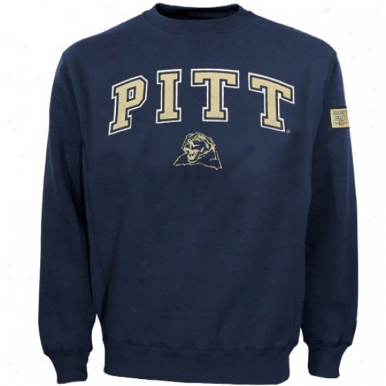 Pitt Panthers Sweat Shirts : Pittsburgh Panthers Navy Blue Automatic Crew Sweat Shirts