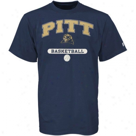 Pitt Panthers T hSirt : Russell Pittsburgh Panthers Navy Blue Basketball T Shirt