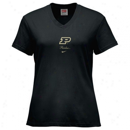 Purdue Boilermakers Tshirts : Nike Purdue Boilermakers Ladies Black Classic Logo Tshirts