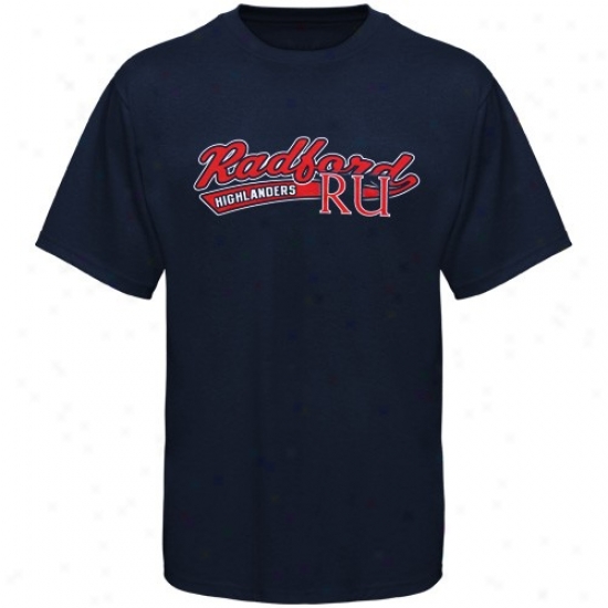 Radford Highlanders T Shirt : Radford Highlanders Navy Blue Logo Script T 