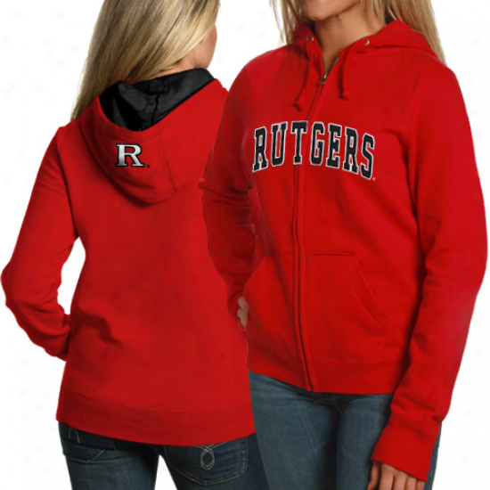 Rutgers Scarlet Knights Hoodies : Rutgers Scarlet Knights Ladies Scarlet Game Day Full Zip Hoodies