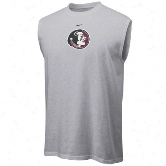 Seminoles Shirts : Nike Seminoles (fsu) Ash Team Logo Sleeveless Shirts