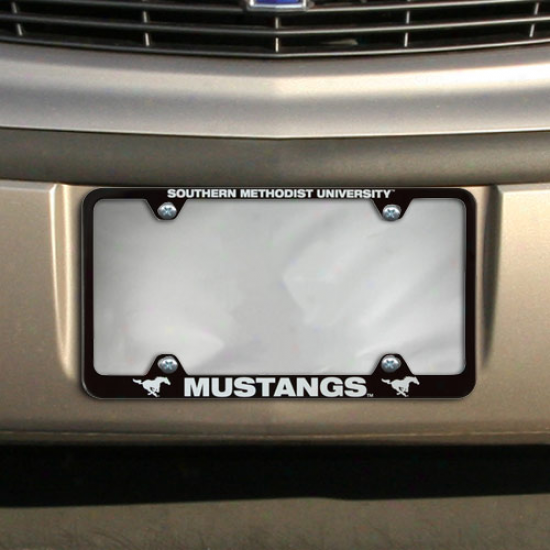 Smu Mustangs Black Engraved License Lamina Frame