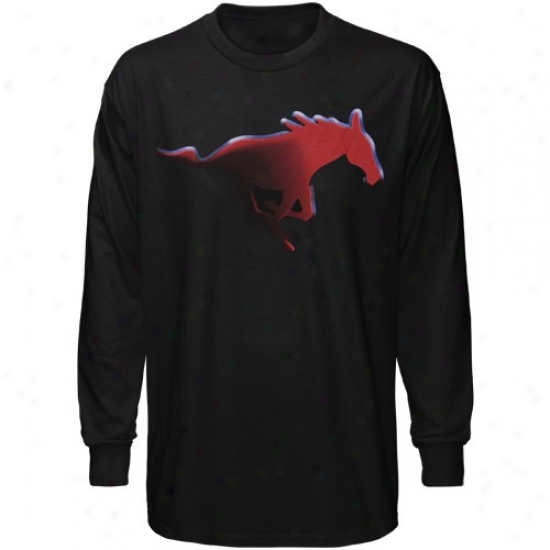 Smu Mustangs T Shirt : Smu Mustwngs Youth Black Blackout Long Sleeve T Shirt