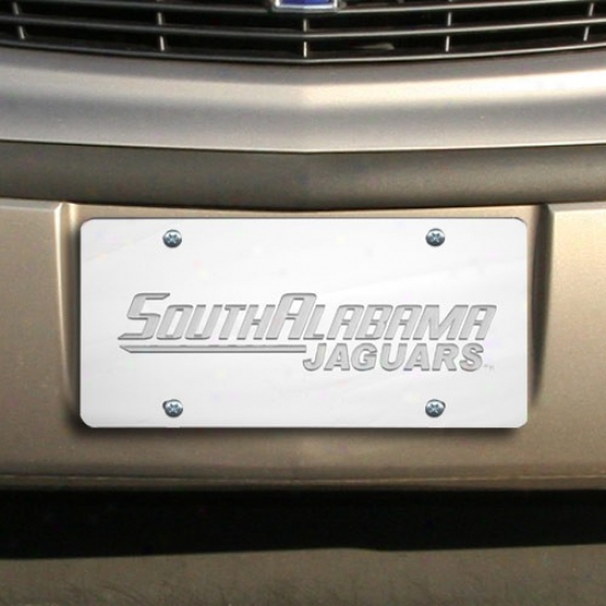 South Alabama Jaguars Silver Mirrored Permit Plate