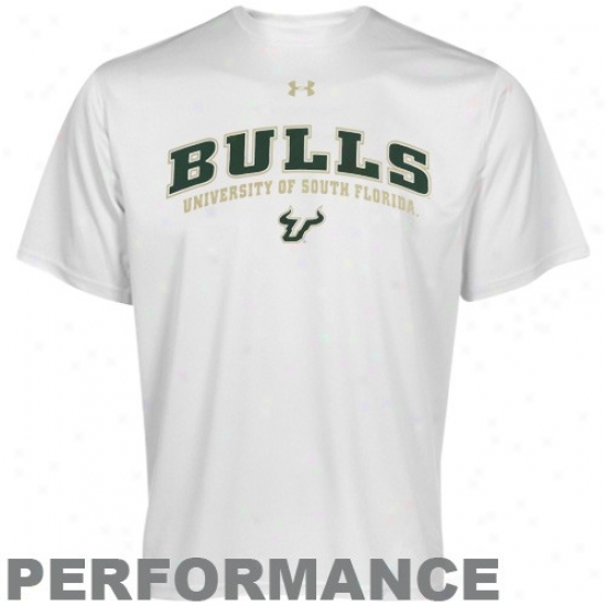 South Florida Bulls T-shirt : Under Armour South Florida Bulls White Heatgear Training Performance T-shirt