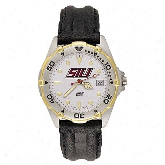 Southern Illinois Salukis Watches : Southern Illinois Salukis Men's All-star Watches With Black Leather Band
