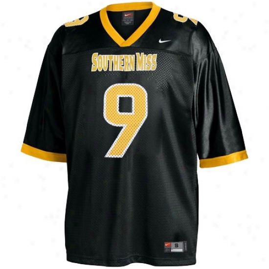 Southern Miss Golden Eagles Jersey : Nike Southern Miss Golden Eagles #9 Black Youth Replica Football Jersey