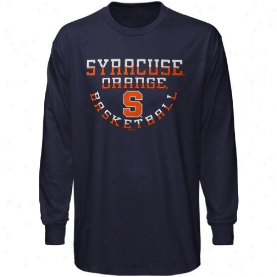 Syracuse Orange Tees : Syracuse Orange Navy Blue Low Arch Basketball Long Sleeve Tees
