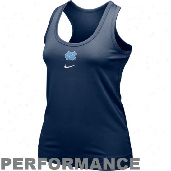 Tarheel Shirts : Nike Tarheel (unc) Ladies Navy Blue Nikefit Racerback Performance Cistern Top