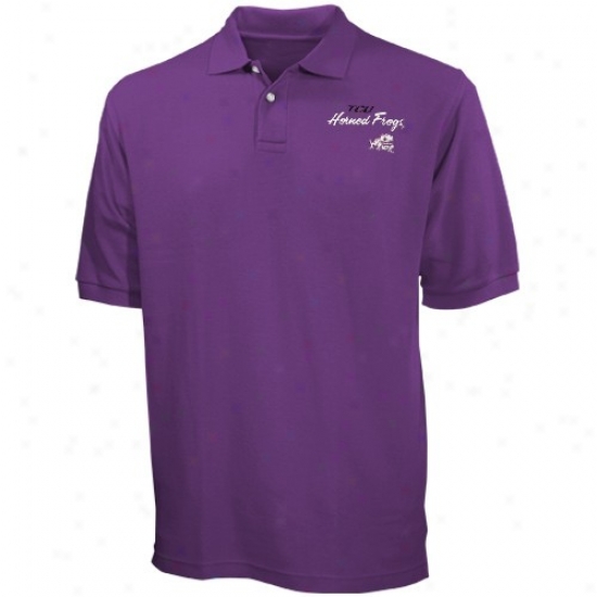 Tcu Polo : Texas Christian Horned Frogs Purple Blazer Logo Pique Polo