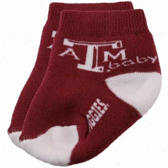 Texas A&m Aggies Infant Maroon-white Team Logo Baby Socks
