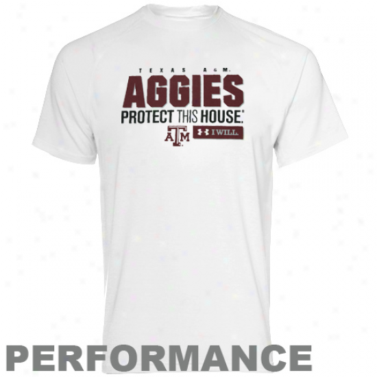 Texas A&m Aggies T-shirt : Under Armour Texas A&m Aggies White Protect This House Performance Training T-shirt