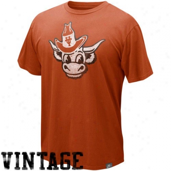 Texas Longhorn T-shirt : Nike Texas Longhorn Focal Orange Vault Retro Logo Organic Vintage T-shirt
