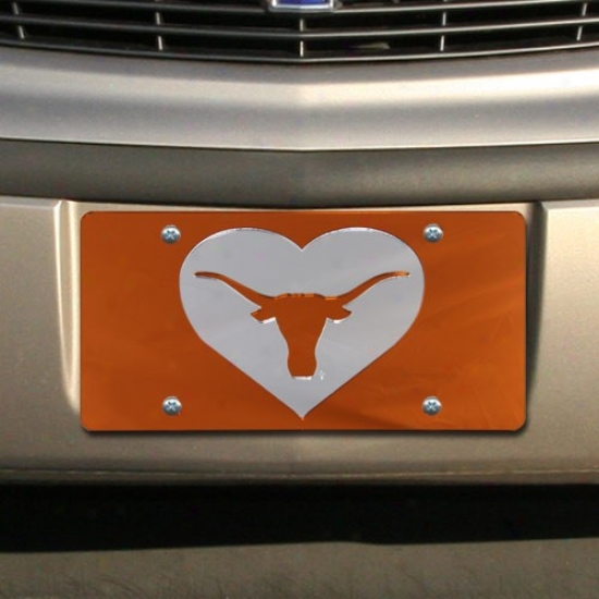 Texas Longhorns Foxal Orange Mirrored Heart License Plate