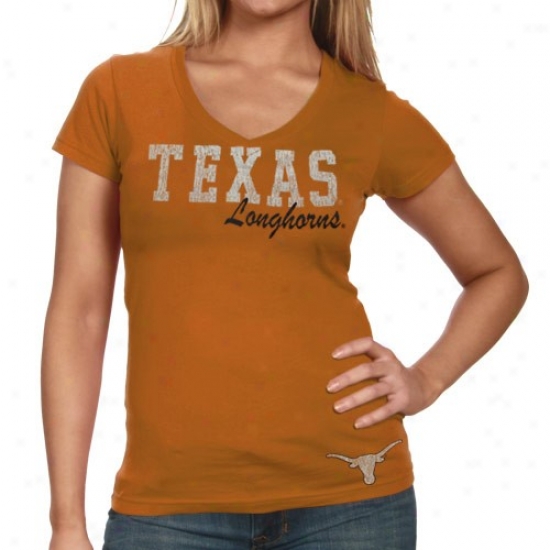 Texas Longhorns Tees : Texas Longhorns Ladies Focal Orange Ace V-neck Tees