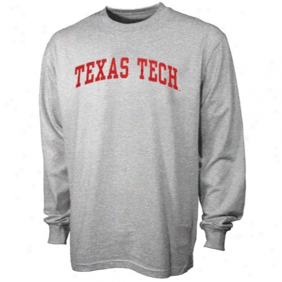 Texas Tech Red Raiders Tee : Texas Tech Red Raiders Ash Vertical Arch Long Sleeve Tee