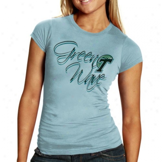 Tulane Green Wave T-shirt : Tulane Green Wave Ladies SeafoamG reen Script T-