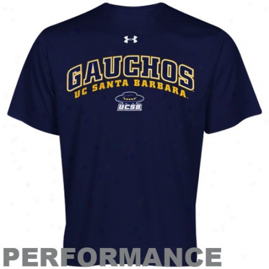 Uc Santa Barbara Gauchos Shirts : Under Armour Uc Santa Barbara Gauchos Navy Blue Heatgear Training Performanfe Shirts