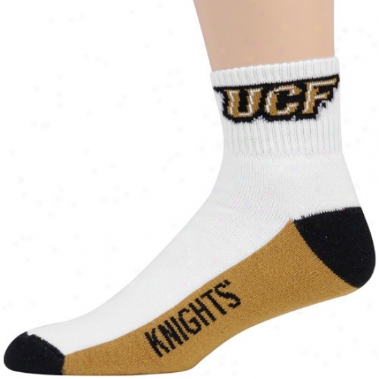 Ucf Knights Tri-color Team Logo Quarter Length Socks