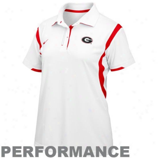Uga Bulldogs Clothing: Nike Uga Bulldogs Ladies White Double Reverse Dri-fit Performance Polo